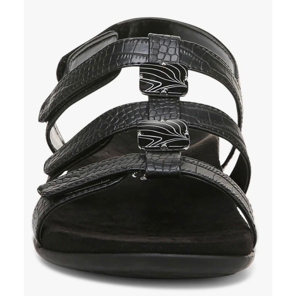 Vionic Amber Black Croc Embossed Adjustable Sandals Women 8 Orthotic Support - Picture 3 of 11